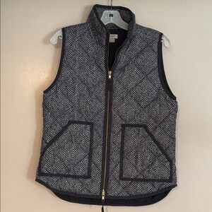 J. Crew Gray and White Quilted Vest